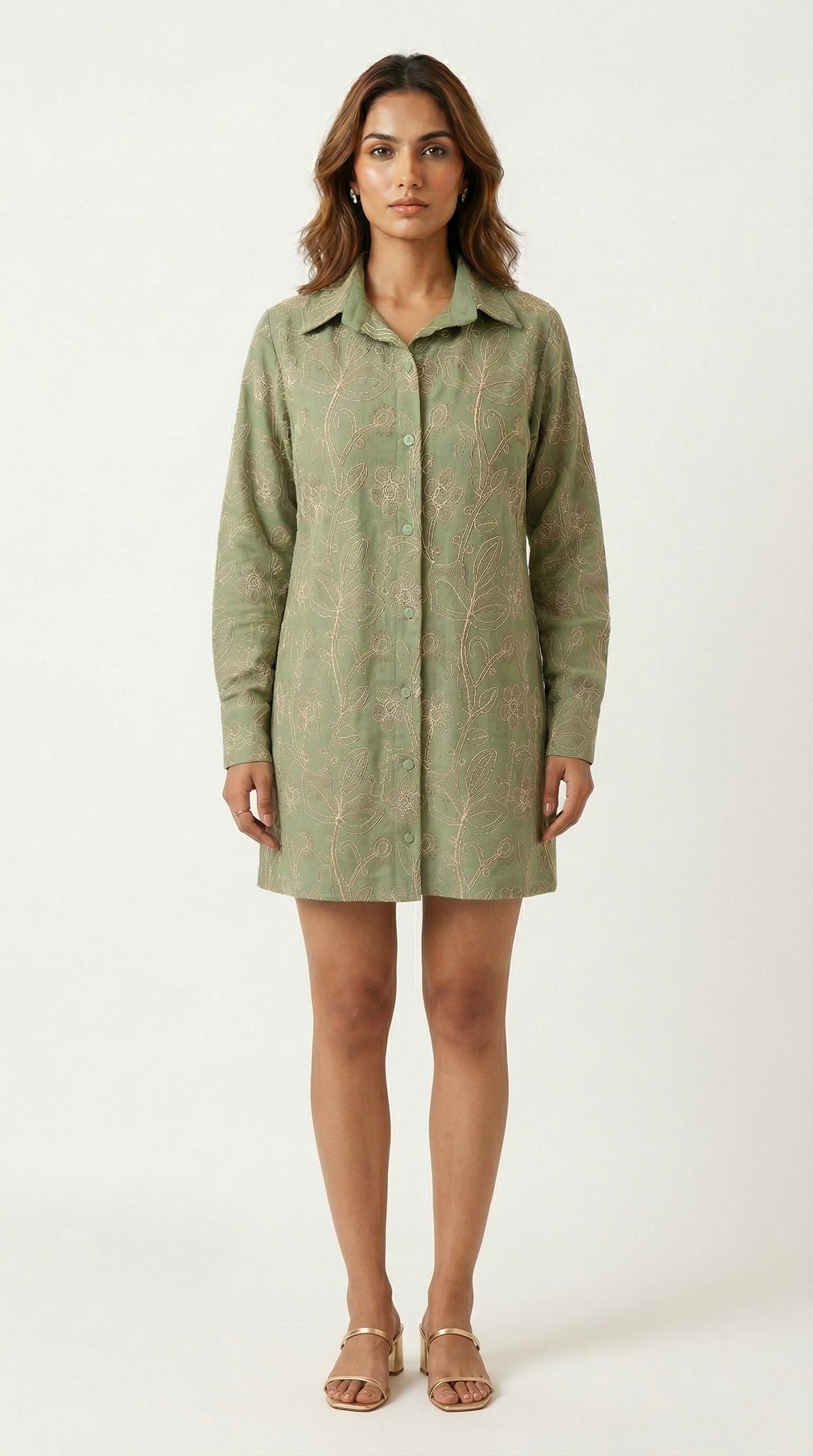 Sage Leaf Shirt Dress