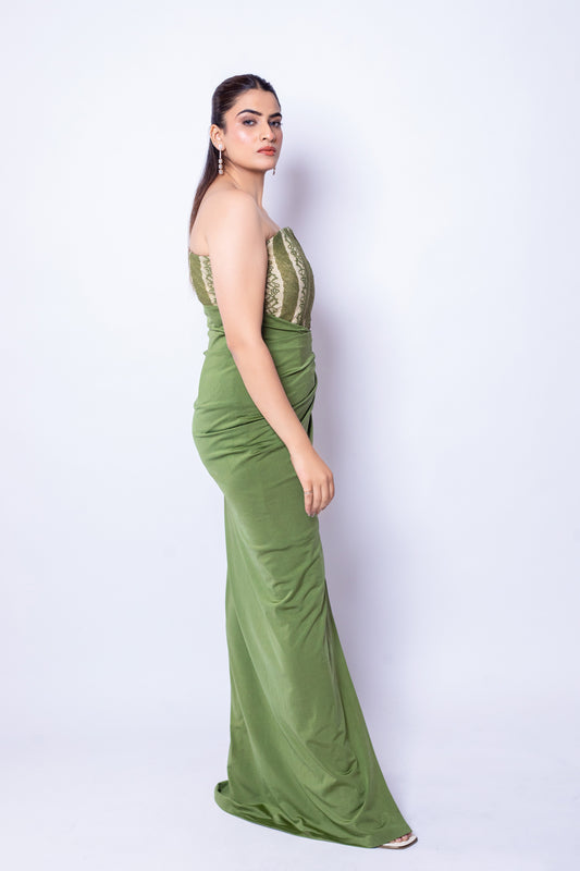 OLIVE LACE CORSET DRESS