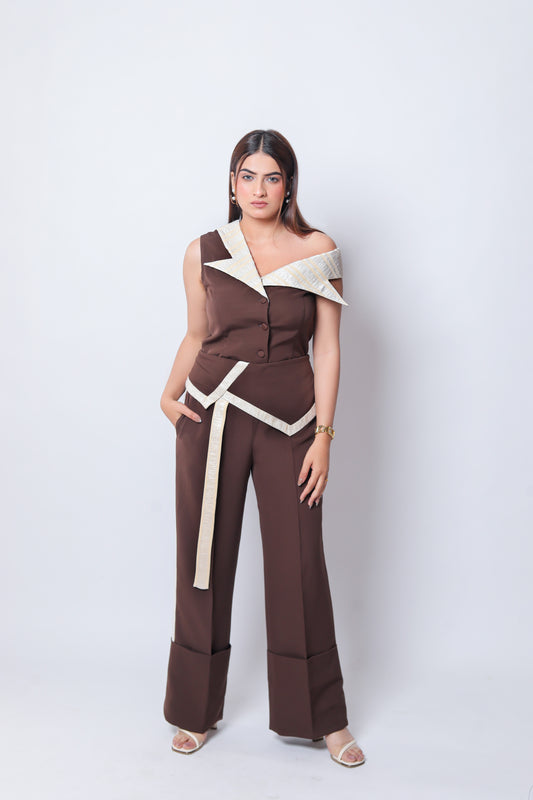 CHOCO IVORY COLLAR CO-ORD