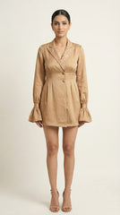 Sand Lapel Dress