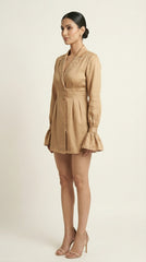 Sand Lapel Dress