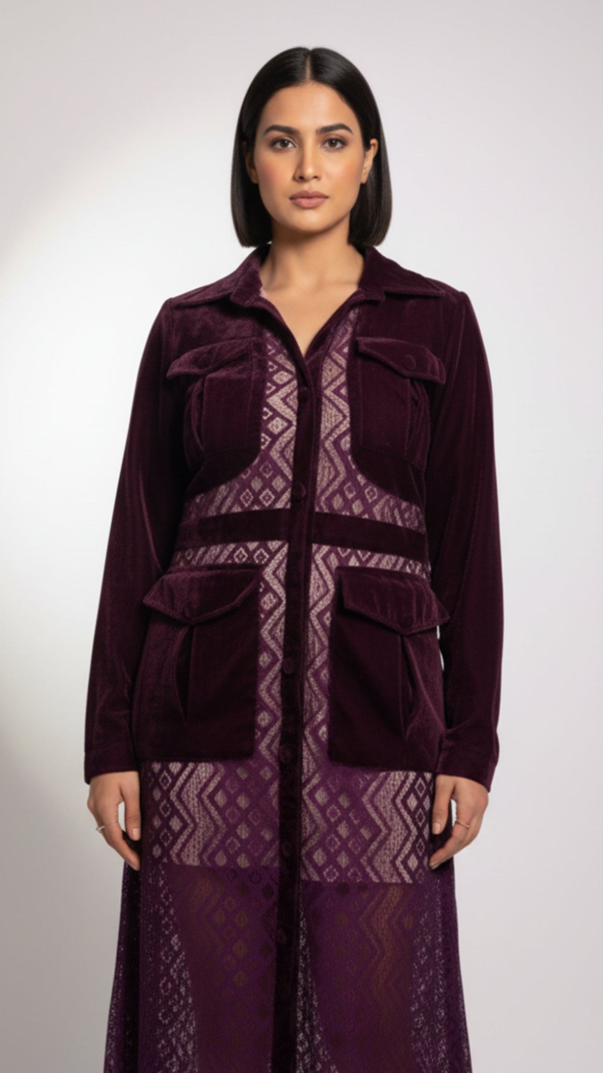 Sheer Net Velvet Dress