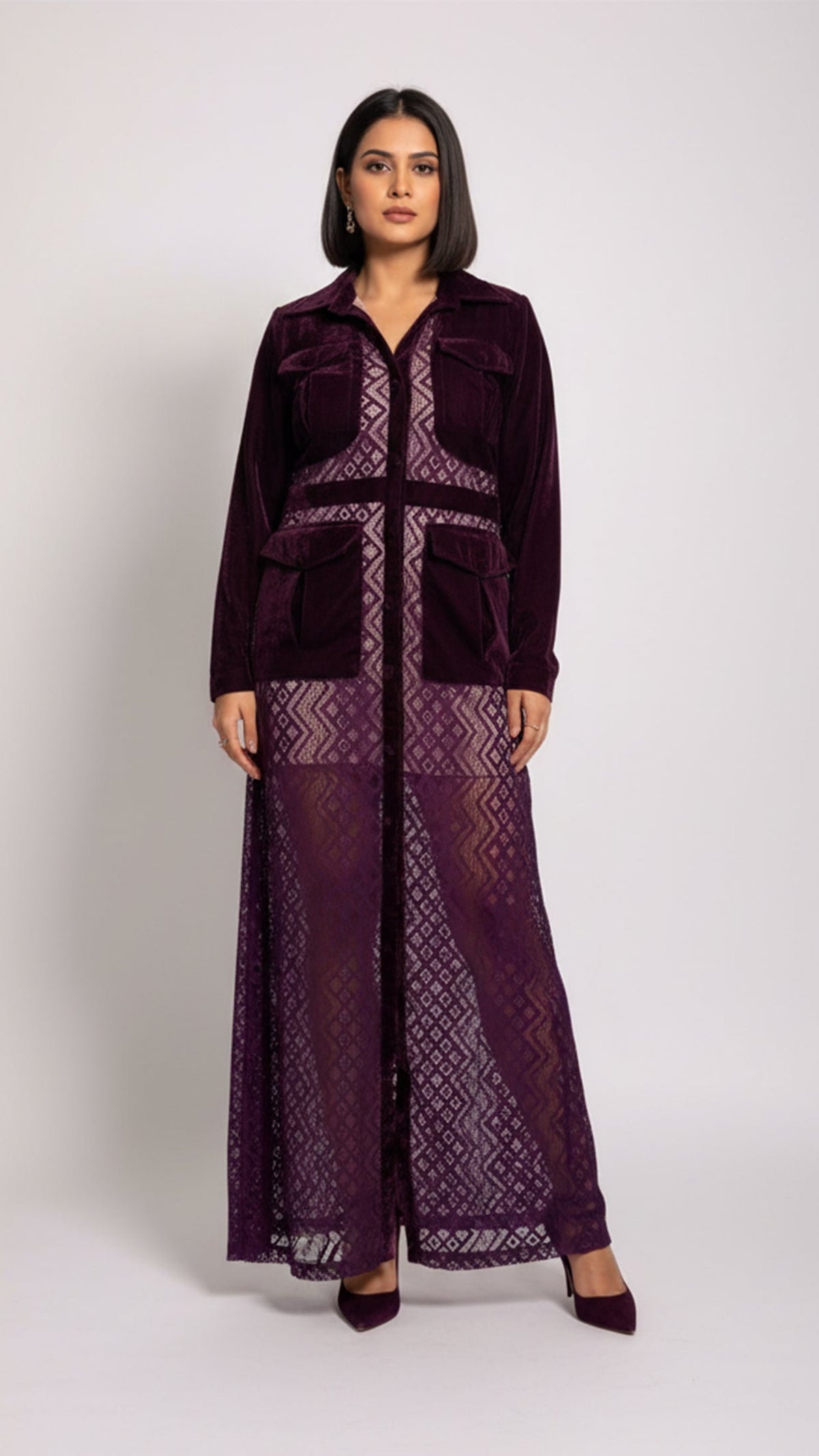 Sheer Net Velvet Dress