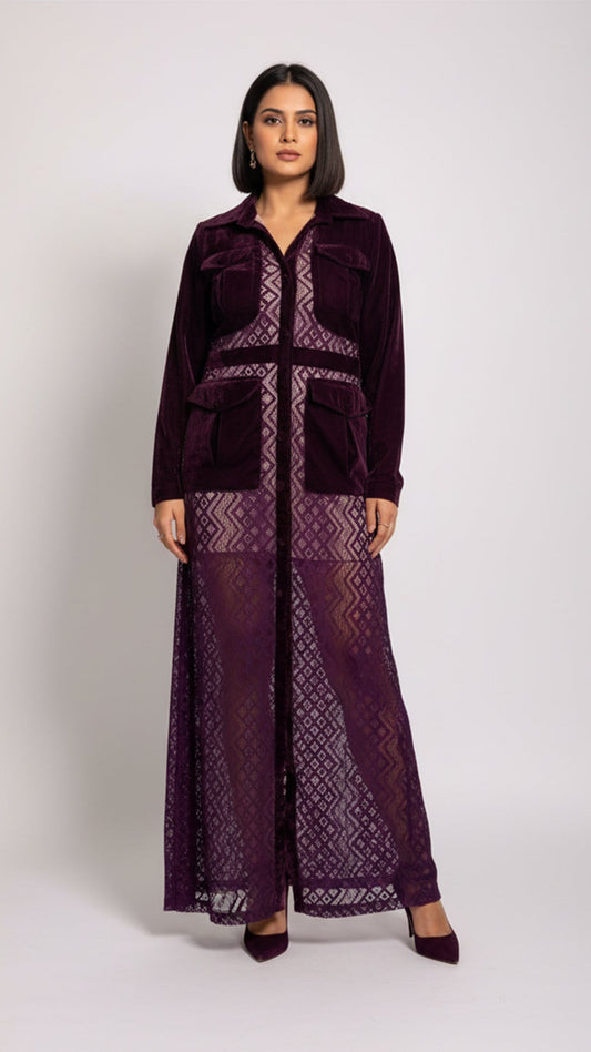 Sheer Net Velvet Dress